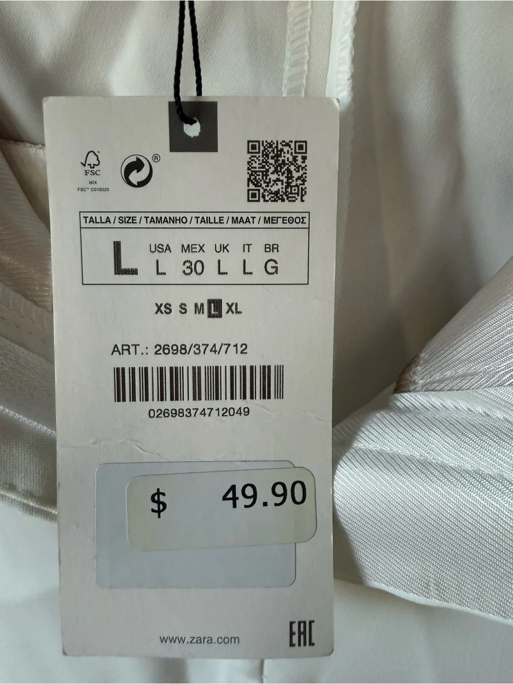 Zara Straight-Leg White Women's Pants